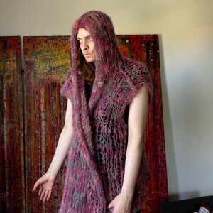 Lacey Vest Handmade Sweater Knit Hoodie Funky Cottagecore Fuzzy Top